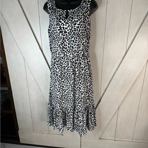 Talbots Black and White Animal Print Midi Dress - Picture 1 of 5